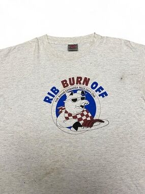 Vintage Rib Burn Off  pig graphic grey Tshirt